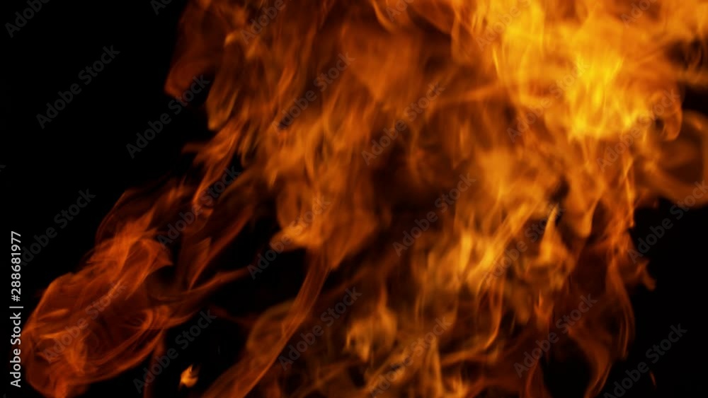 Super slow motion of fire blast isolated on black background. Filmed on high speed cinema camera, 1000 fps Super slow motion of fire blast isolated on black background. Filmed on high speed cinema camera, 1000 fps