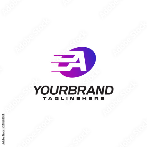 Abstract letter A logo with fast speed lines fast speed moving delivery concept design