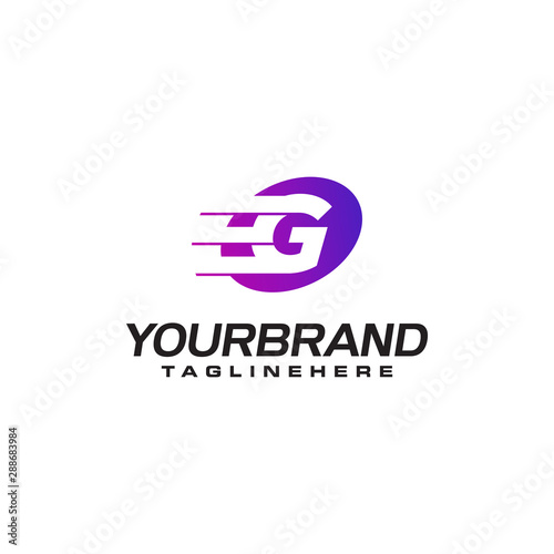 Abstract letter G logo with fast speed lines fast speed moving delivery concept design