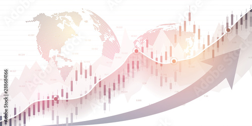 Stock market and exchange. Business Candle stick graph chart of stock market investment trading. Stock market data. Bullish point, Trend of graph. Vector illustration