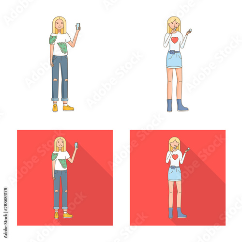 Vector design of posture and mood symbol. Collection of posture and female vector icon for stock.