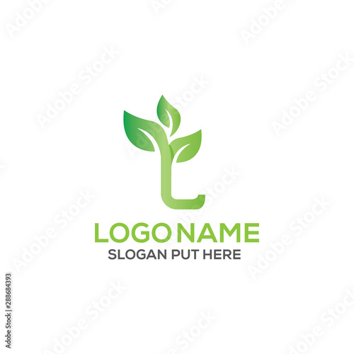 L Letter eco logo design template