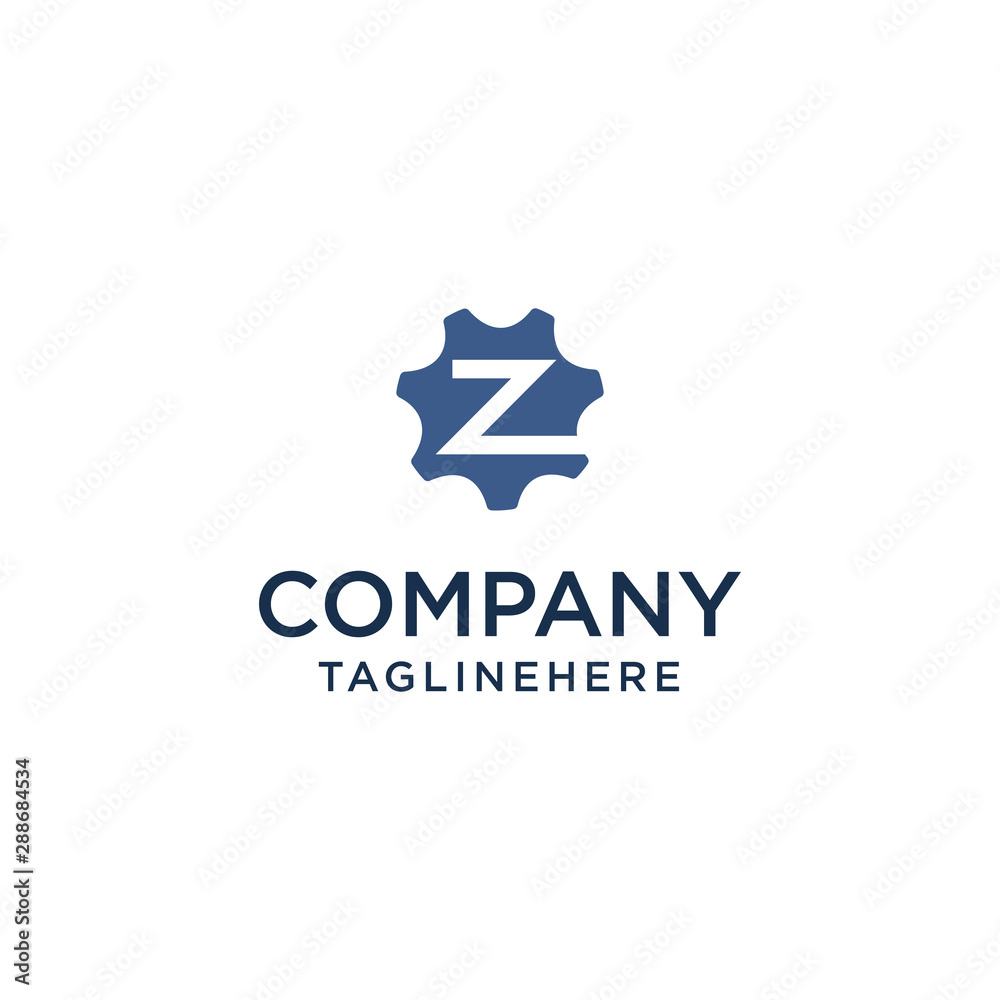 Obraz premium Z logo initial letter design template vector inside gear shape design concept