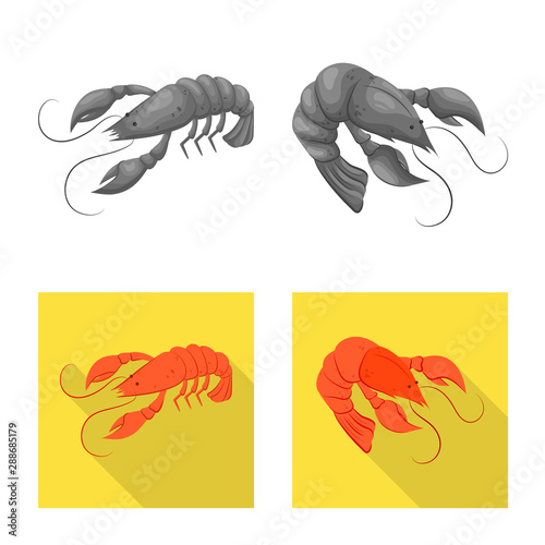 Vector design of appetizer and ocean icon. Collection of appetizer and delicacy stock symbol for web.