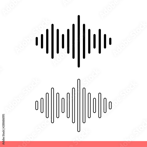 Sound wave icon set in flat isolated on white background  music vector illustration for web site or mobile app