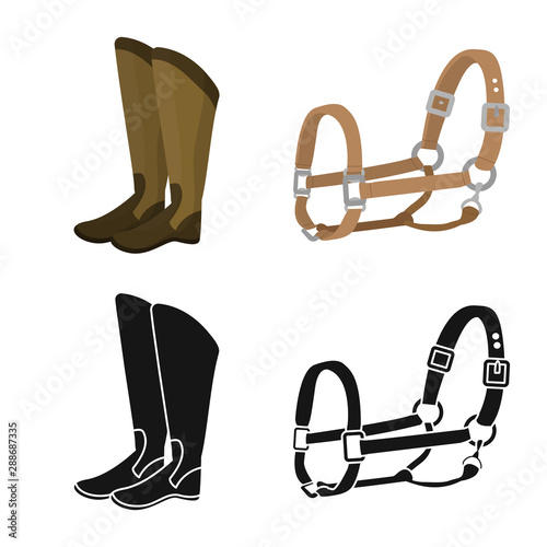 Vector illustration of equipment and riding sign. Collection of equipment and competition vector icon for stock.