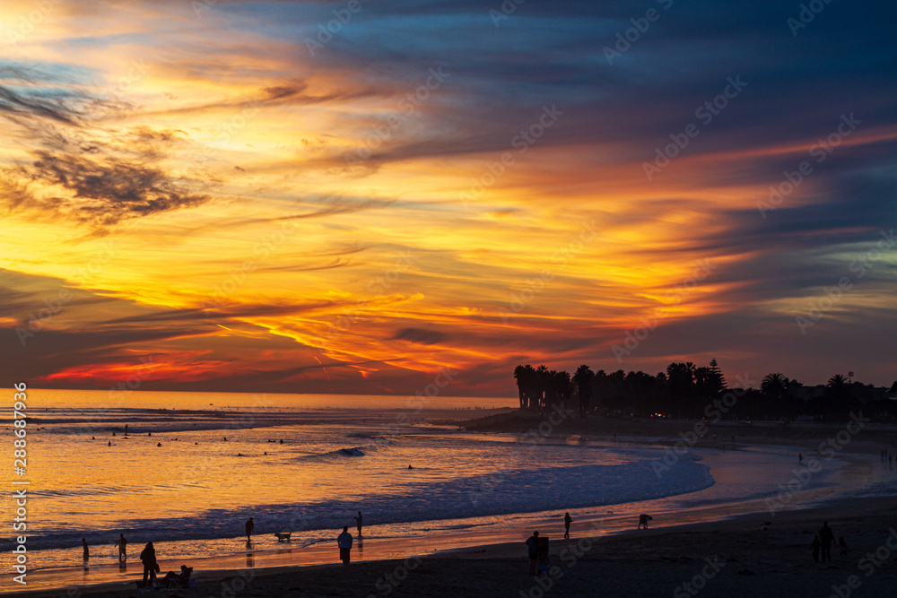 Dramatic sunset over the Pacific ocean