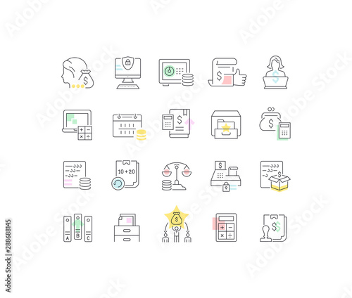 Set Vector Line Icons of Accounting