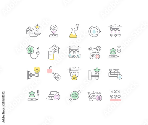 Set Vector Line Icons of Agriculture Technology