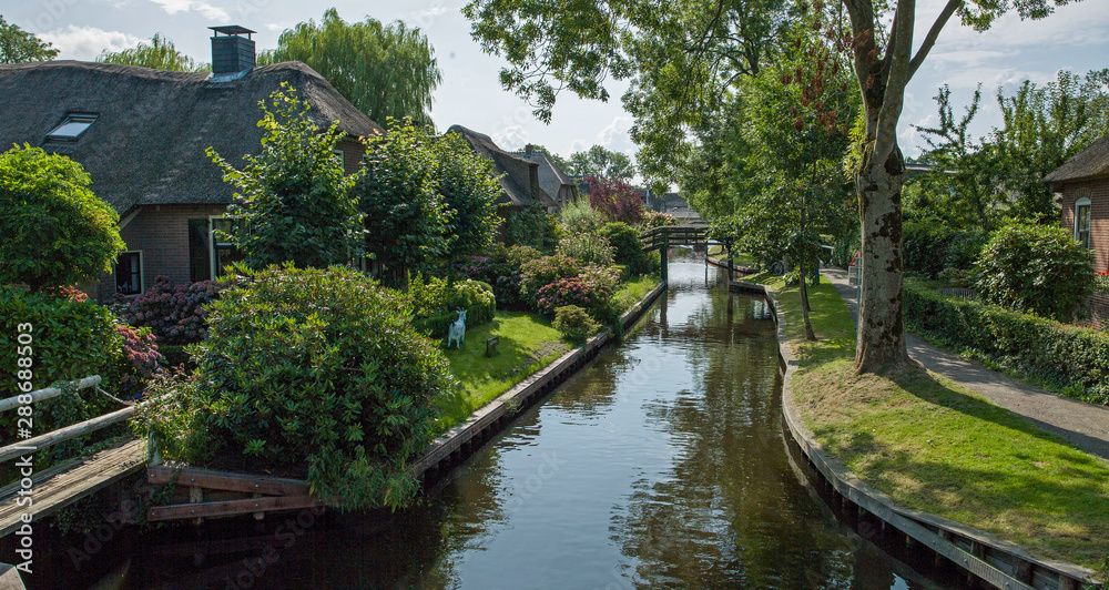 Dutch watervillage Giethoorn. Netherlands. Overijssel. Canal. Dutch watervillage Giethoorn. Netherlands. Overijssel. Canal.