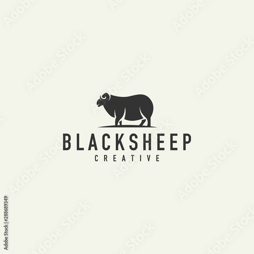 silhouette black sheep logo design vector