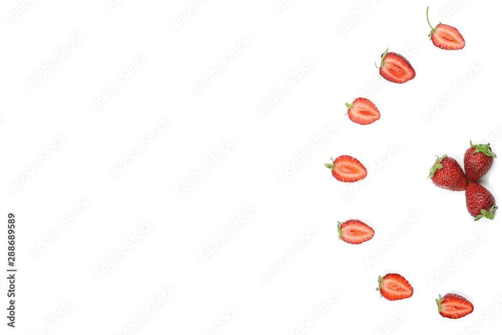 Fototapeta premium A set of fresh strawberry isolated on white background.