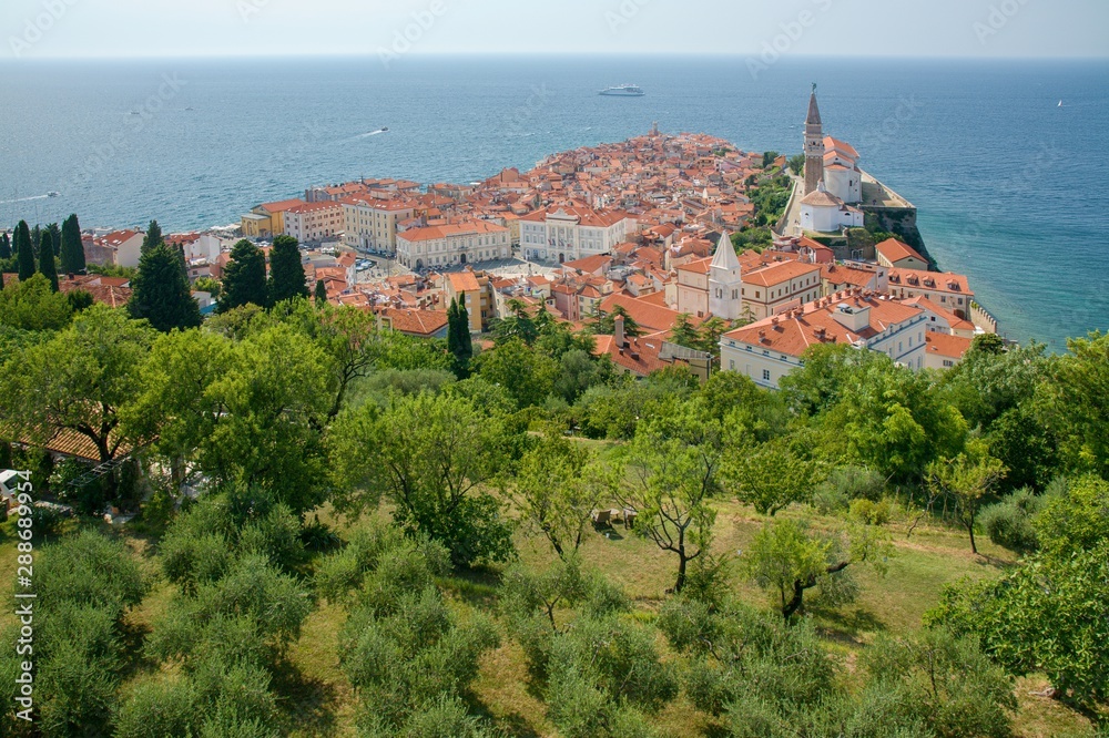 view of old town of piran slovenia