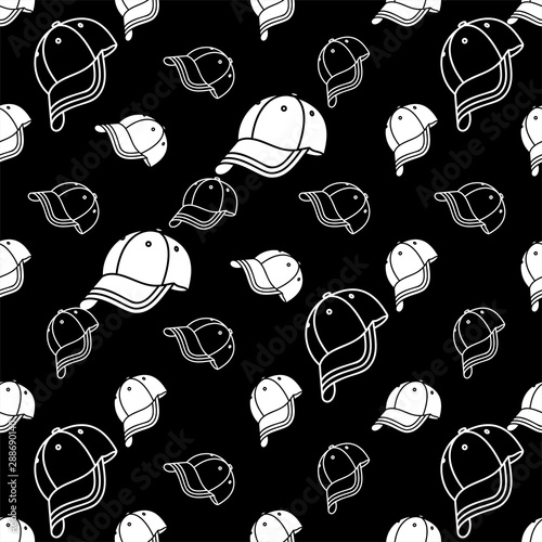 Baseball Cap Icon Seamless Pattern