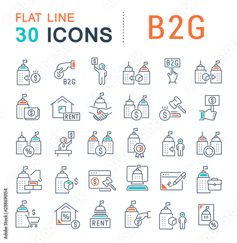 Set Vector Line Icons of B2G photo