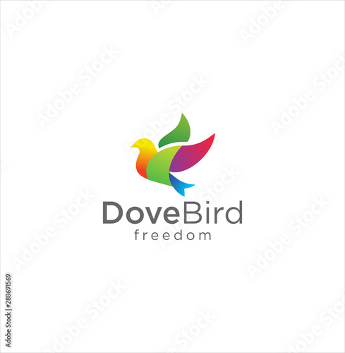Free Download Bird Dove Pigeon Logo Template Vector Illustration Icon Element . Fliying Bird Colorful Logo Design Illustration - GFXLoad