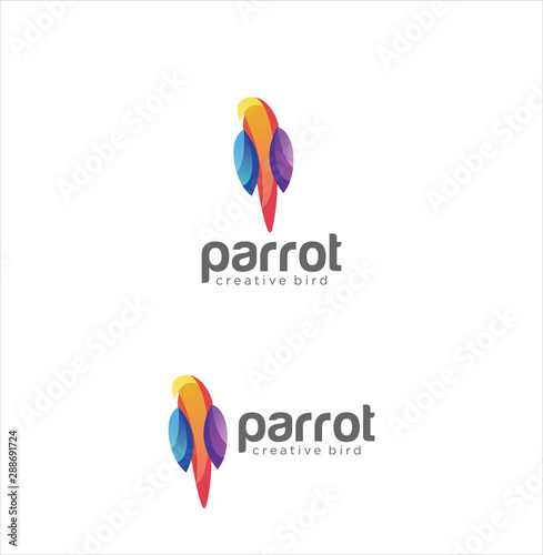 Parrot Bird Logo Design Creative Colorful  