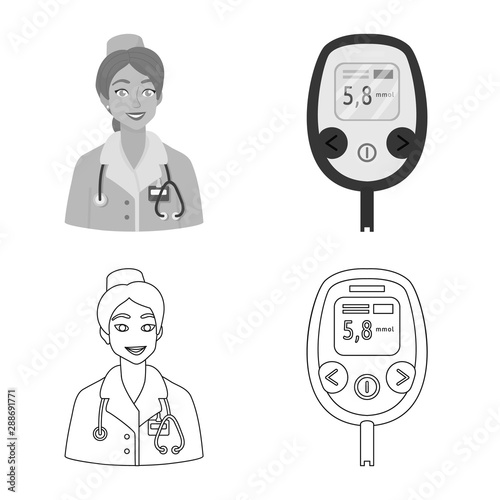 Vector design of diet and treatment sign. Collection of diet and medicine stock vector illustration.