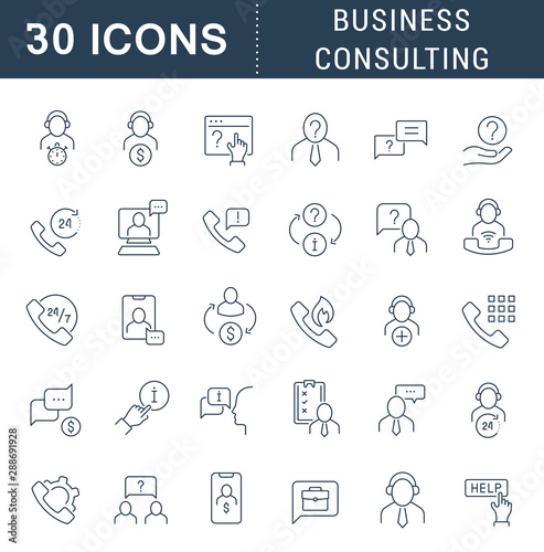 Set Vector Line Icons of Business Consulting