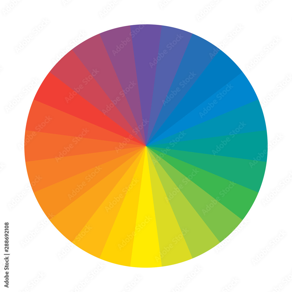 Spectral Rainbow Circle of 24 Multicolor Polychrome Segments. The spectral harmonic colorful palette of the painter. Spectral Rainbow Circle of 24 Multicolor Polychrome Segments. The spectral harmonic colorful palette of the painter.