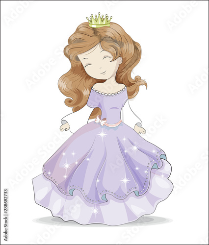 little princess in purple dress and crown
