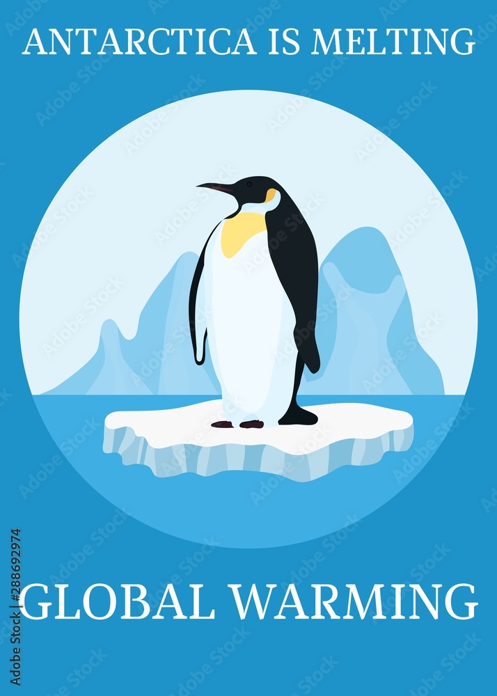 Obraz premium poster climate protection penguin on iceberg