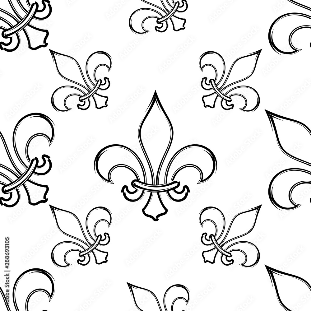 Fleur De Lis Seamless Pattern, Fleur-De-Lys Or Flower-De-Luce, The Decorative Stylized Lily