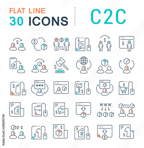 Set Vector Line Icons of C2C