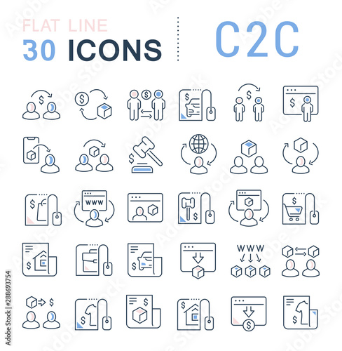 Set Vector Line Icons of C2C