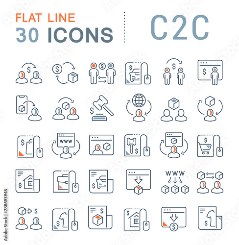 Set Vector Line Icons of C2C