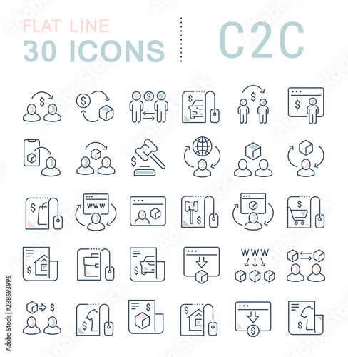 Set Vector Line Icons of C2C