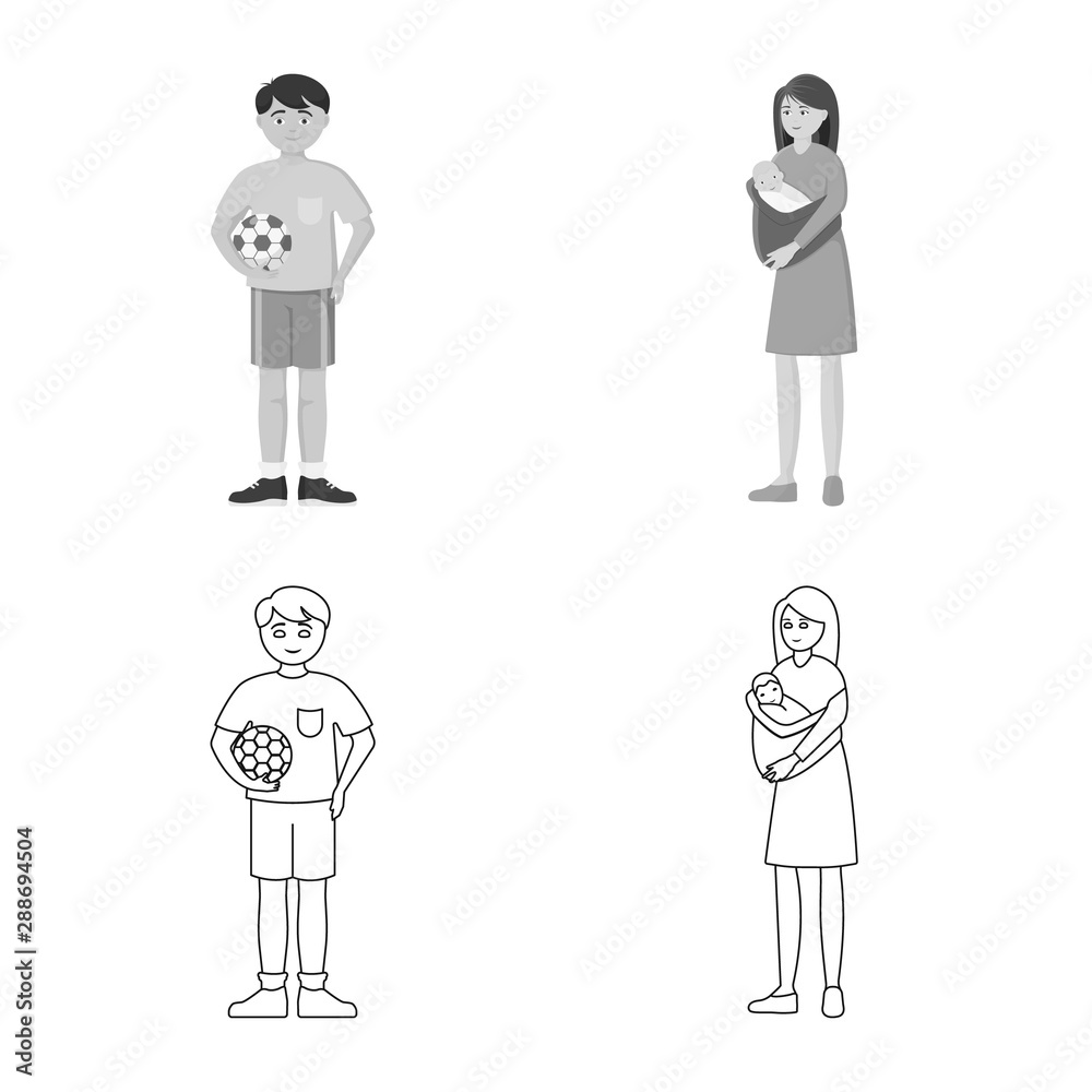 Isolated object of character and avatar symbol. Set of character and portrait vector icon for stock.