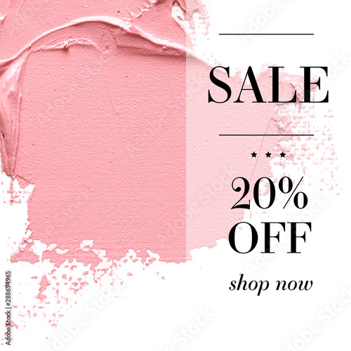 Sale 20% off sign over paint texture. Vector White isolated background.