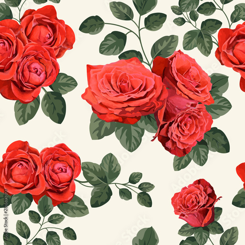 Seamless vintage pattern with roses