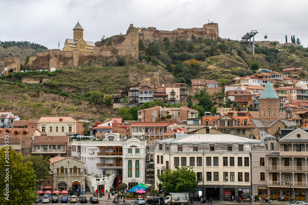 View of Narikala Fortress over Dzveli Tbilisi in Georgia
