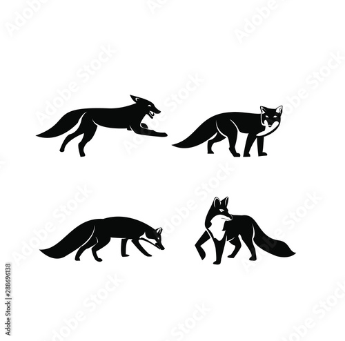 fox run unique logo icon design vector