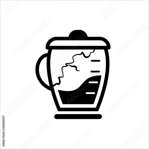 Cracked Broken Blender Mixer Jar Icon, Kitchen Home Electric Appliance