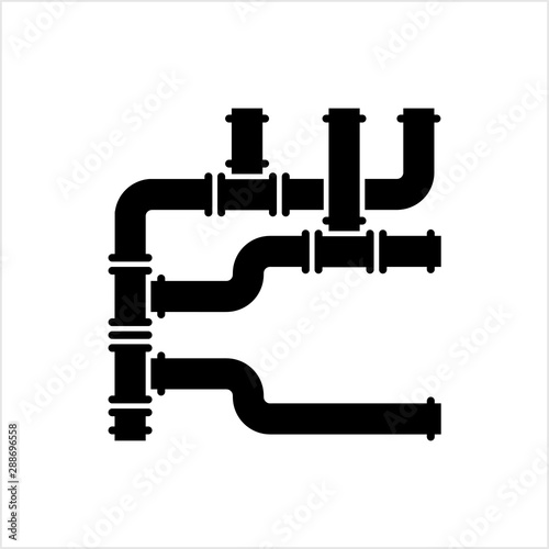 Pipe Icon, Pipe Fitting Icon, Water, Gas, Oil Pipeline, Plumbing Work