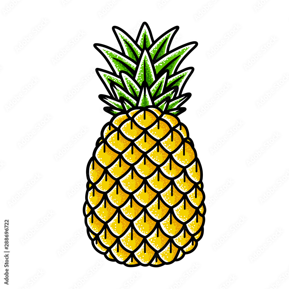 Pineapple hand drawing old school tattoo. Pineapple hand drawing old school tattoo.