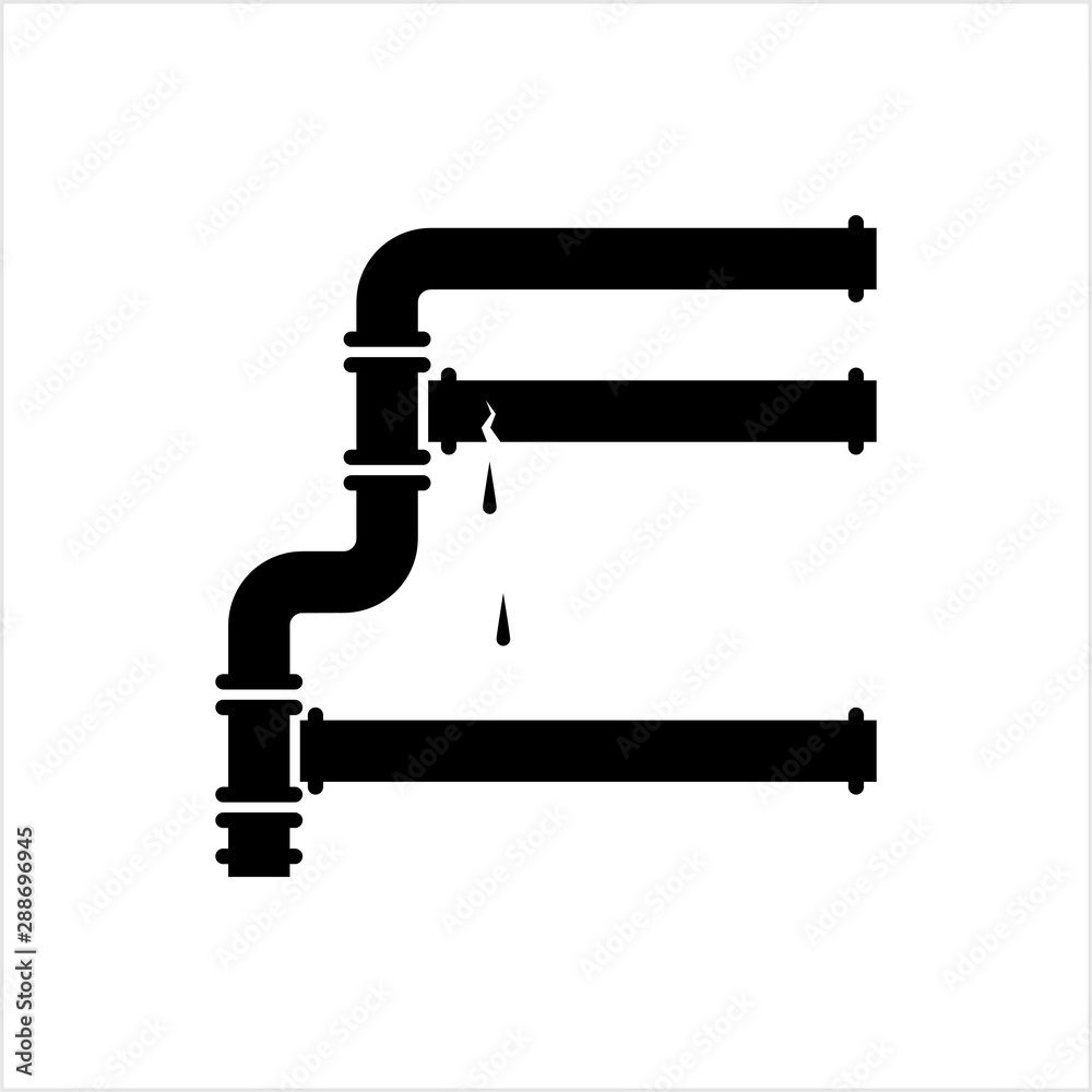 Broken Pipe Icon, Leakage In Pipe Broken Pipe Icon, Leakage In Pipe