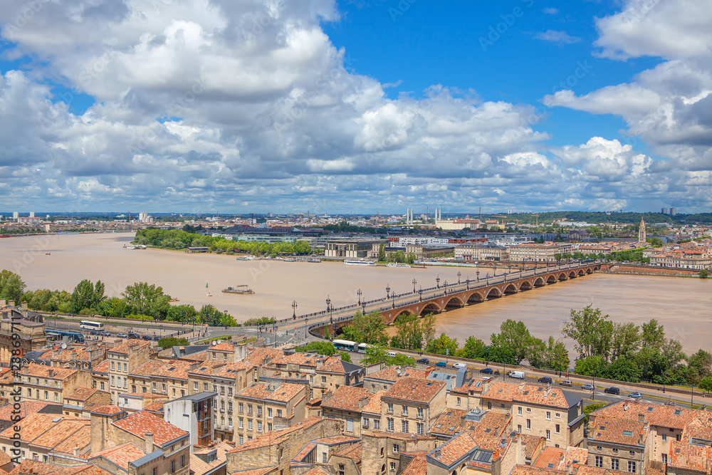 Panoramic view of Garonne river in Bordeaux