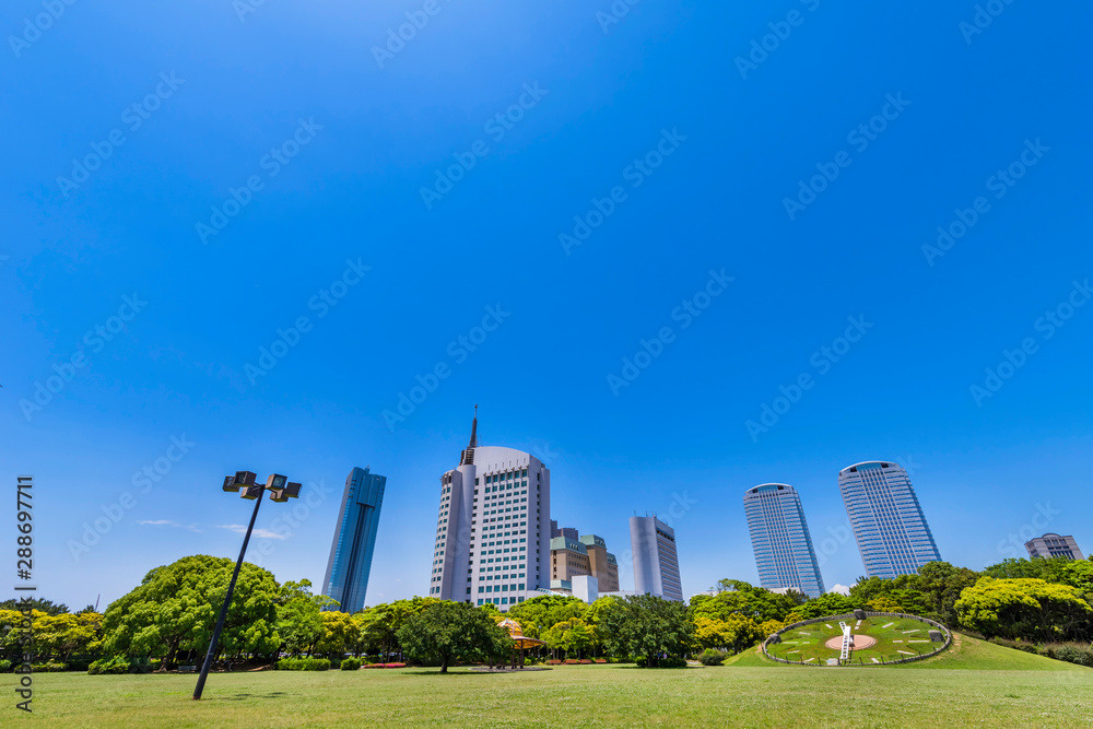 Fototapeta premium 幕張海浜公園と幕張新都心のビルディング