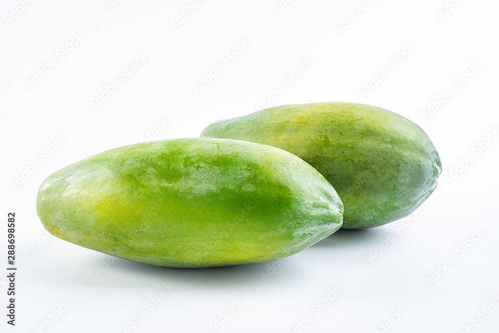 Fresh fruit green papaya on white background Fresh fruit green papaya on white background