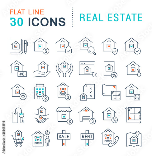 Set Vector Line Icons of Real Estate