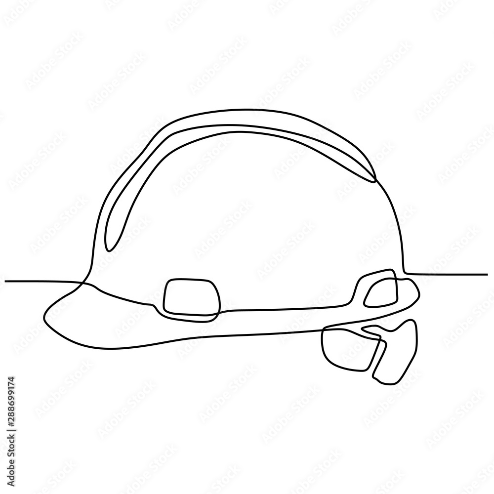 safety helmet continuous line drawing for industrial company worker