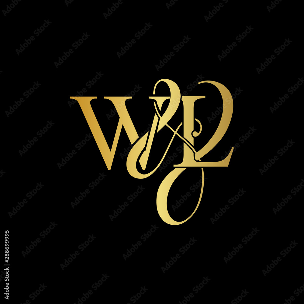 W & L WL logo initial vector mark. Initial letter K & M KM luxury art vector mark logo, gold color on black background. W & L WL logo initial vector mark. Initial letter K & M KM luxury art vector mark logo, gold color on black background.