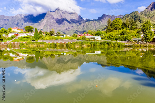 lake in mountains, Cilaos, Réunion Island 