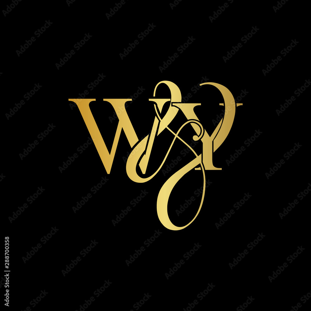 W & Y WY logo initial vector mark. Initial letter K & M KM luxury art vector mark logo, gold color on black background. W & Y WY logo initial vector mark. Initial letter K & M KM luxury art vector mark logo, gold color on black background.