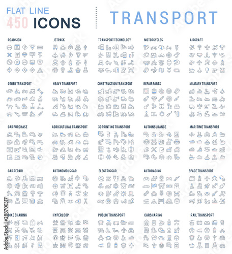 Set Vector Line Icons of Transport