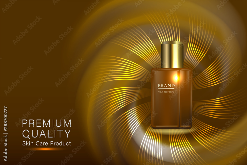 Beauty product ad design, cosmetic container with collagen solution advertising background ready to use, luxury skin care banner, illustration vector.	